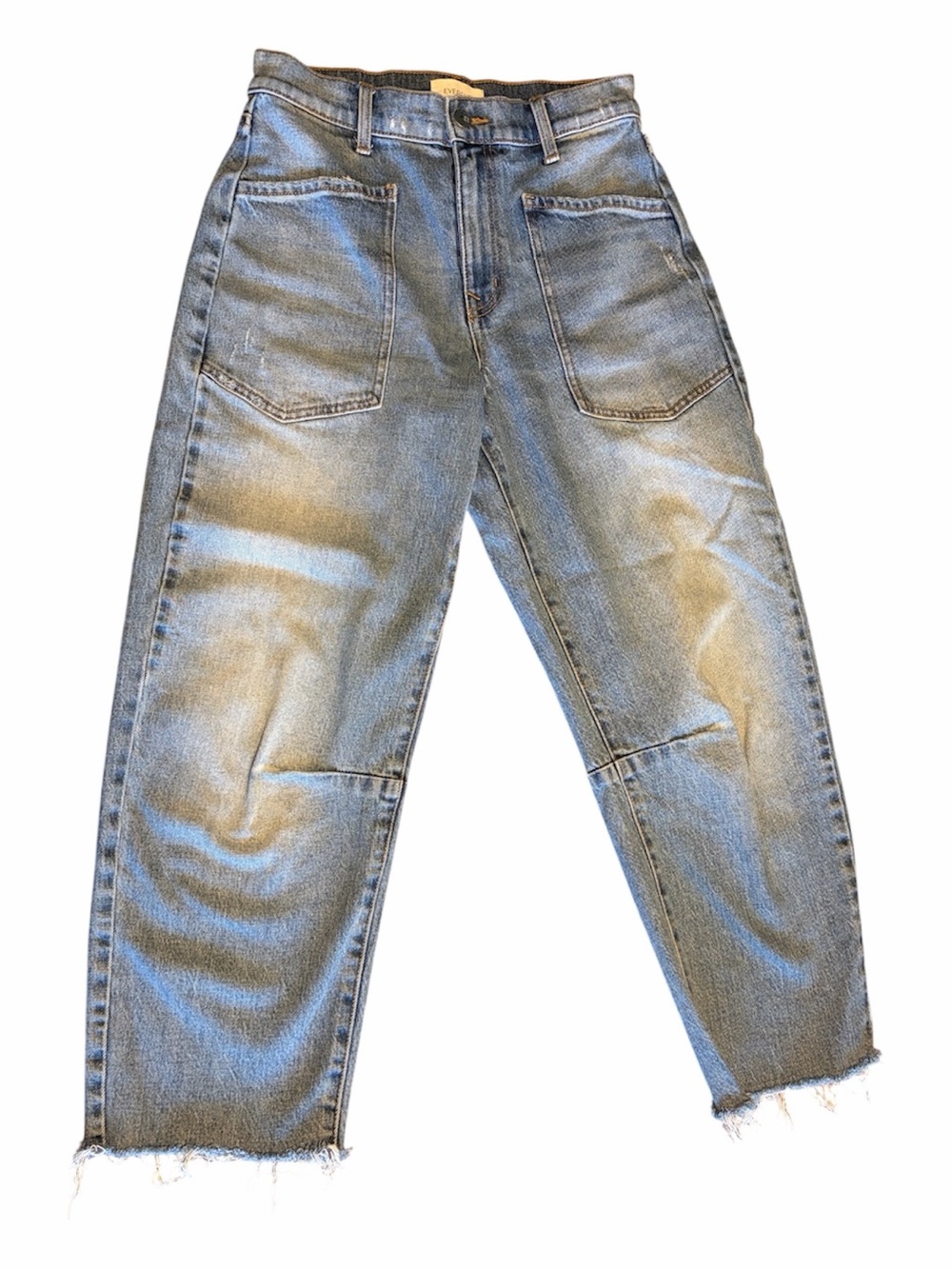 EVEREVE Medium Blue Relaxed Cropped Barrel Jeans Size 24